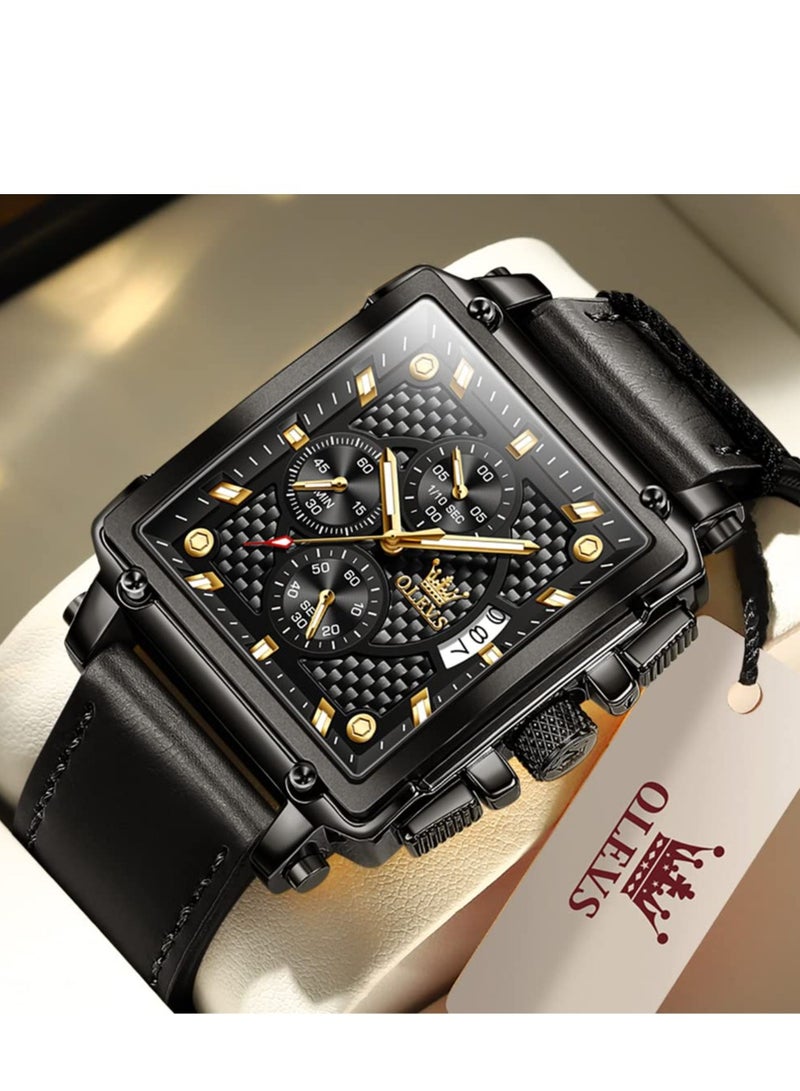 OLEVS Men's Brown Leather Chronograph Fashion Business Watch 9925 - Image 1