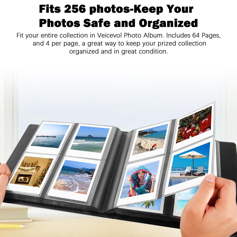 Veicevol 256 Pockets Photo Album for Polaroid 600 Itype Pictures, Large Photo Album for Polaroid i-Type, 600, SX-70 Instant Photos, Picture Book Capacity 256 Photos for Fujifilm Wide Instant Camera (Black) - Image 3
