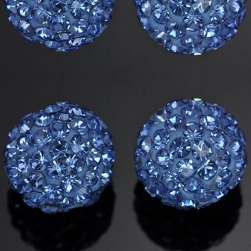 RUBYCA Pave Czech Crystal Disco Ball Clay Beads fit Shamballa Jewelry (100pcs, 10mm, Light Sapphire Blue) - Image 2