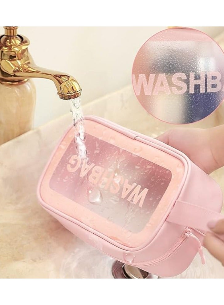3pcs Clear Cosmetic Bag - Travel Cosmetic Bag for Women Girls - Travel Makeup Bag - Small Toiletry Bags PVC Plastic - Waterproof Cosmetic Wash Bag Zipper Makeup Bag for Women - Image 4