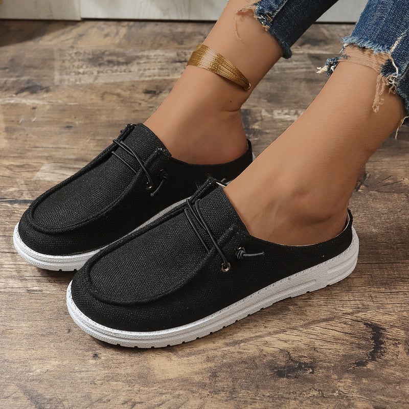 Plus Size Casual Closed Toe Half Slippers Flat Heel Slip-On Half Slippers Delivery - Image 5