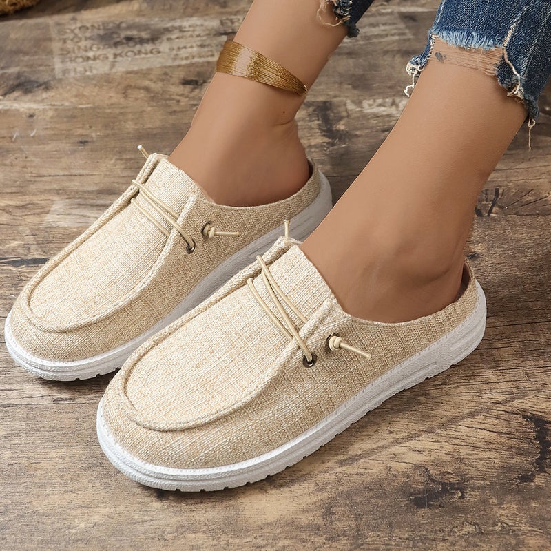 Plus Size Casual Closed Toe Half Slippers Flat Heel Slip-On Half Slippers Delivery - Image 3