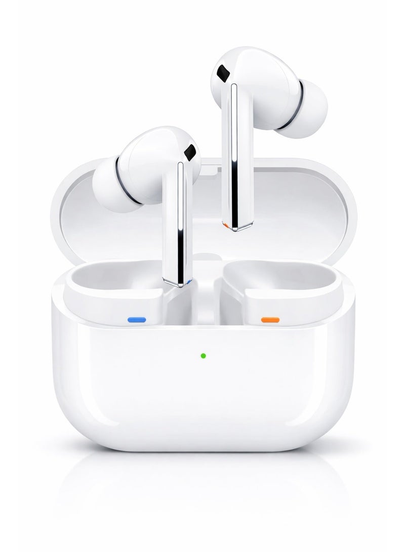 سماعات TWS لاسلكية Premium In-Ear – ميكروفون مزدوج + تقليل ضوضاء للمكالمات – تحكم باللمس – كيس شحن – أبيض - Image 1