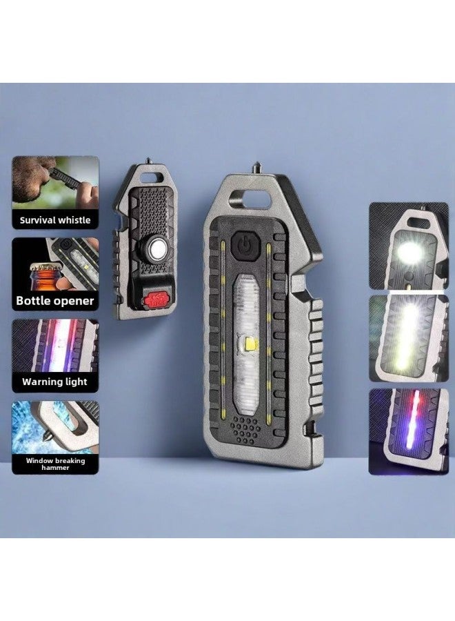 Generic Explosions Ultra-small Mini LED Luminous Small Flashlight Keychain Lamp Strong Light Ultra-light Portable Flashlight-Colour:Hanger Necklace [silver Gray Single Row]  - Image 2