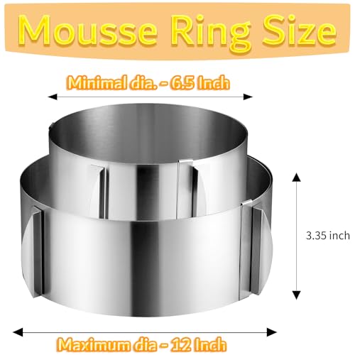 DATANYA Cake Rings Mousse Mold Adjustable 6 to12 Inch Stainless Steel Round Cake Molds for Baking Pastry, Cake Baking Supplies - Image 2