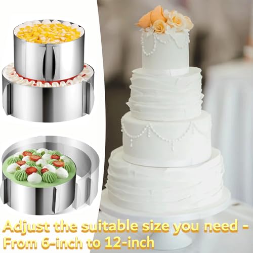 DATANYA Cake Rings Mousse Mold Adjustable 6 to12 Inch Stainless Steel Round Cake Molds for Baking Pastry, Cake Baking Supplies - Image 5