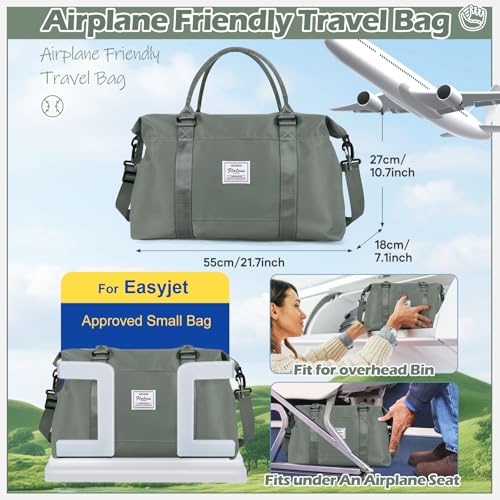 SEAFEW Small Gym Duffel Bag, Travel Weekender Bags for Women, Overnight Gym Carry On Tote Bag with Wet Pocket, Hospital Mom Bag for Labor and Delivery - Green - Image 3