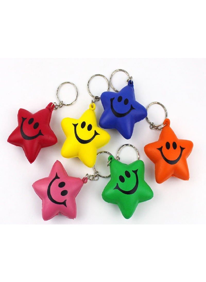 Genérico Colorful Smiley Five-Pointed Star Key Chain Decompression Toys 6 Pack  - Image 2