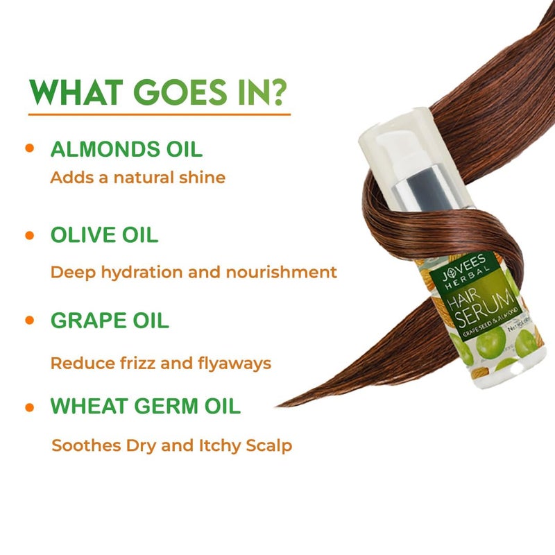 Jovees Herbal Hair Serum With Grape Seeds  Almond Oil For Frizzy Hair 60ml - Image 4