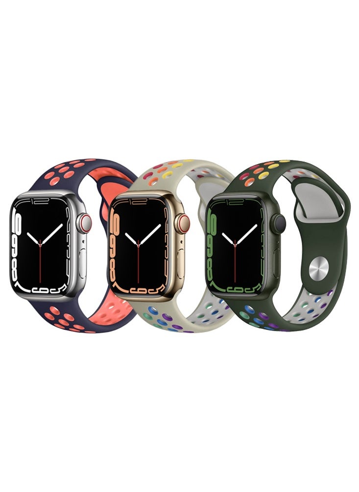 Perfii - 3pcs Watch Bands Replacement for Apple Watch Strap Compatible with Apple Watch 49/46/45/44/42mm Series 10/9/8/7/6/5/4/SE/Ultra - Image 1