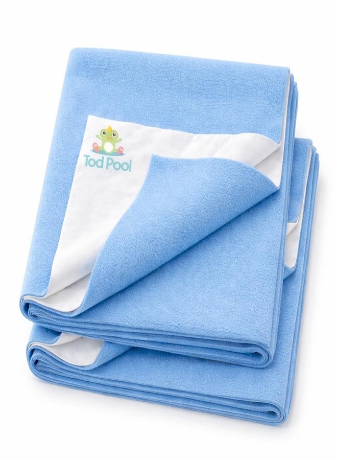 Tod PooL Breathable Bed Protector | Anti-Piling Fleece Extra Absorbent Washable | Waterproof Quick Dry Sheet | Bed Protector Sheet for Kids and Adults (2, Blue, Large (140x100cm)) - Image 1