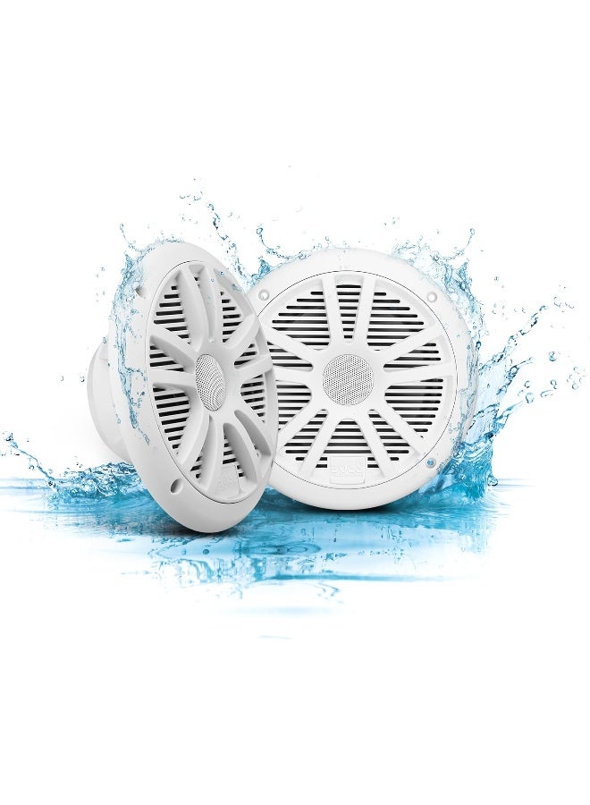 BOSS AUDIO SYSTEMS BOSS Audio Systems MR6W 6.5 Marine Speakers - 180 Watts (Per Pair), Full Range, 2-Way, Coaxial, 4 Ohms, Weatherproof  - Image 1
