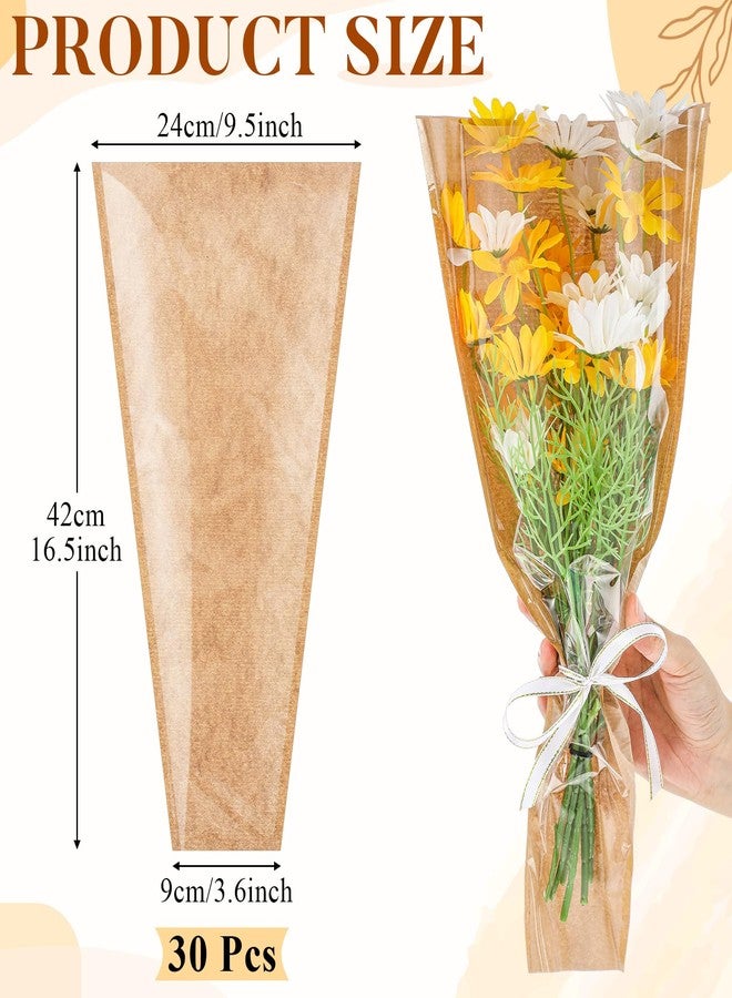 Gilprop 30 Packs Flower Bags for Bouquets Kraft Floral Wrapping Paper 16.5 x 9.5 x3.5 inch Floral Packing Bouquet Sleeves for Birthday Wedding Graduation Gift Florists Wrap Arrangements Supplies - Image 2
