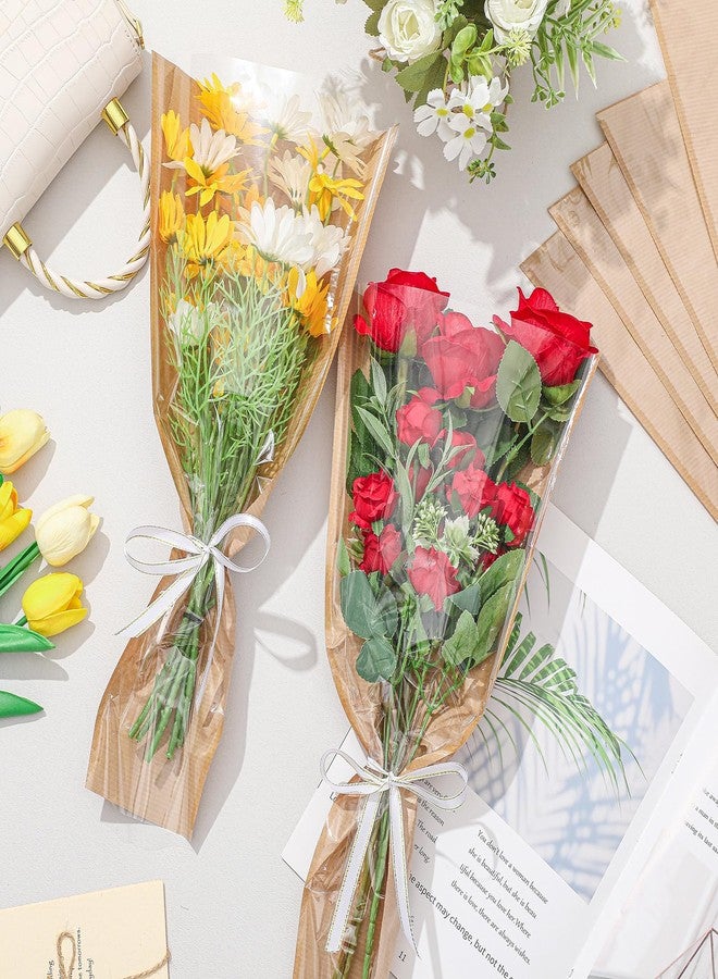 Gilprop 30 Packs Flower Bags for Bouquets Kraft Floral Wrapping Paper 16.5 x 9.5 x3.5 inch Floral Packing Bouquet Sleeves for Birthday Wedding Graduation Gift Florists Wrap Arrangements Supplies - Image 3
