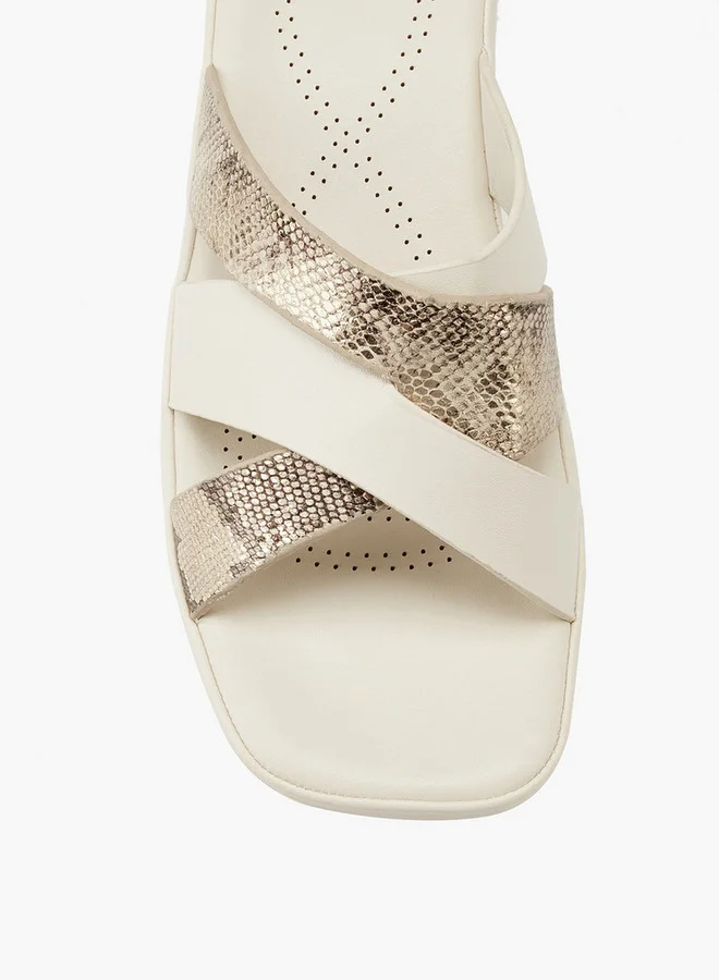 Flora Bella By Shoexpress Textured Criss-Cross Wedge Sandals