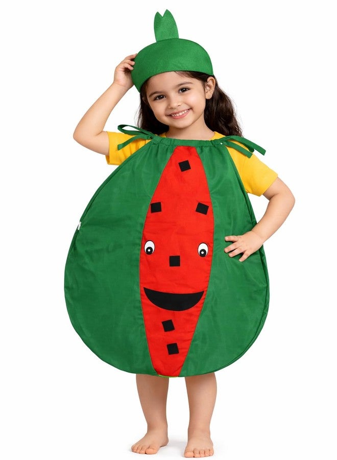 Nic Fruit And Vegetable Fancy Dress Costume For Kids | Fruit Shape Cutout For Childs | Healthy Fruits Dress (Jumpsuit Not Include) (Water Melon, 7-8 Years) - Image 1