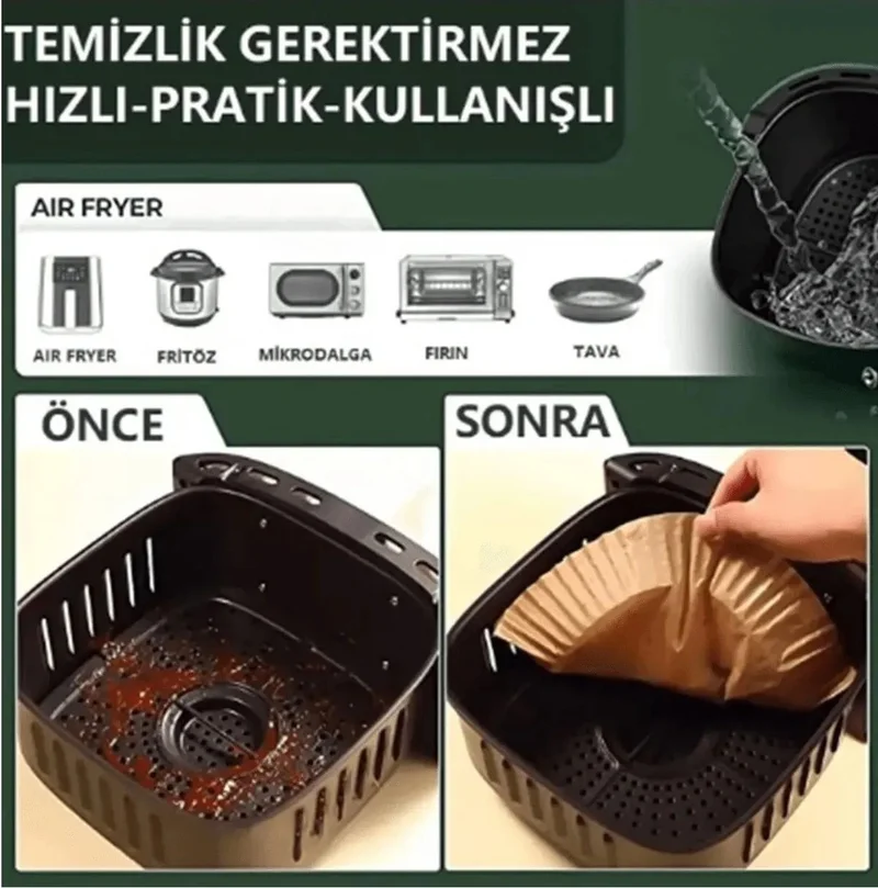 رويالكس Air Fryer Baking Paper 50 Pieces Air Fryer Round Model Baking Paper Airfryer Oil-Free Fryer
