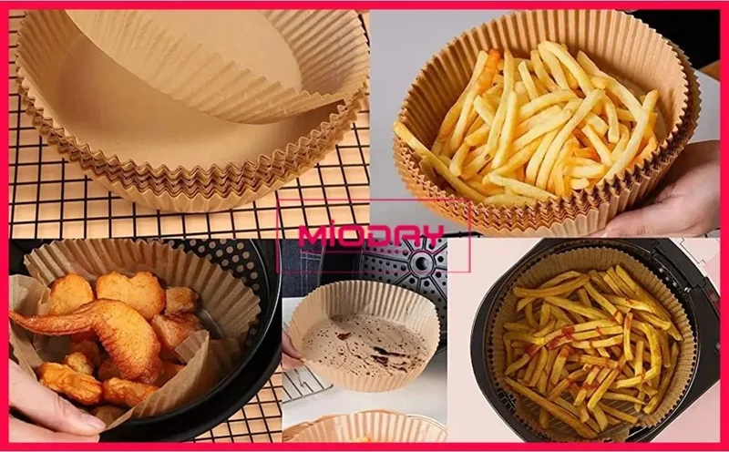 رويالكس Air Fryer Baking Paper 50 Pieces Air Fryer Round Model Baking Paper Airfryer Oil-Free Fryer