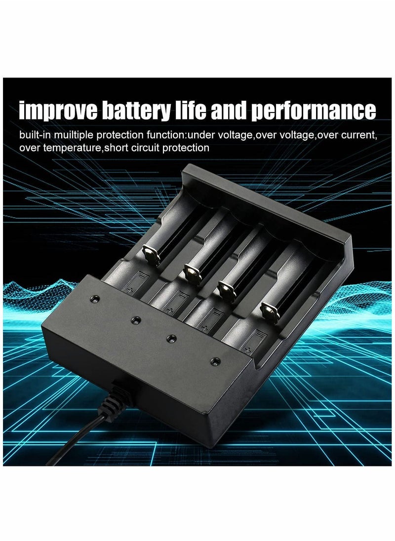 Y&D 18650 Battery Charger, 3.7V 4 Bay Li-ion Charger for Rechargeable Lithium Batteries 26650 21700 10400 14500 16340 16650 18500 (Only USB Charger)  - Image 5