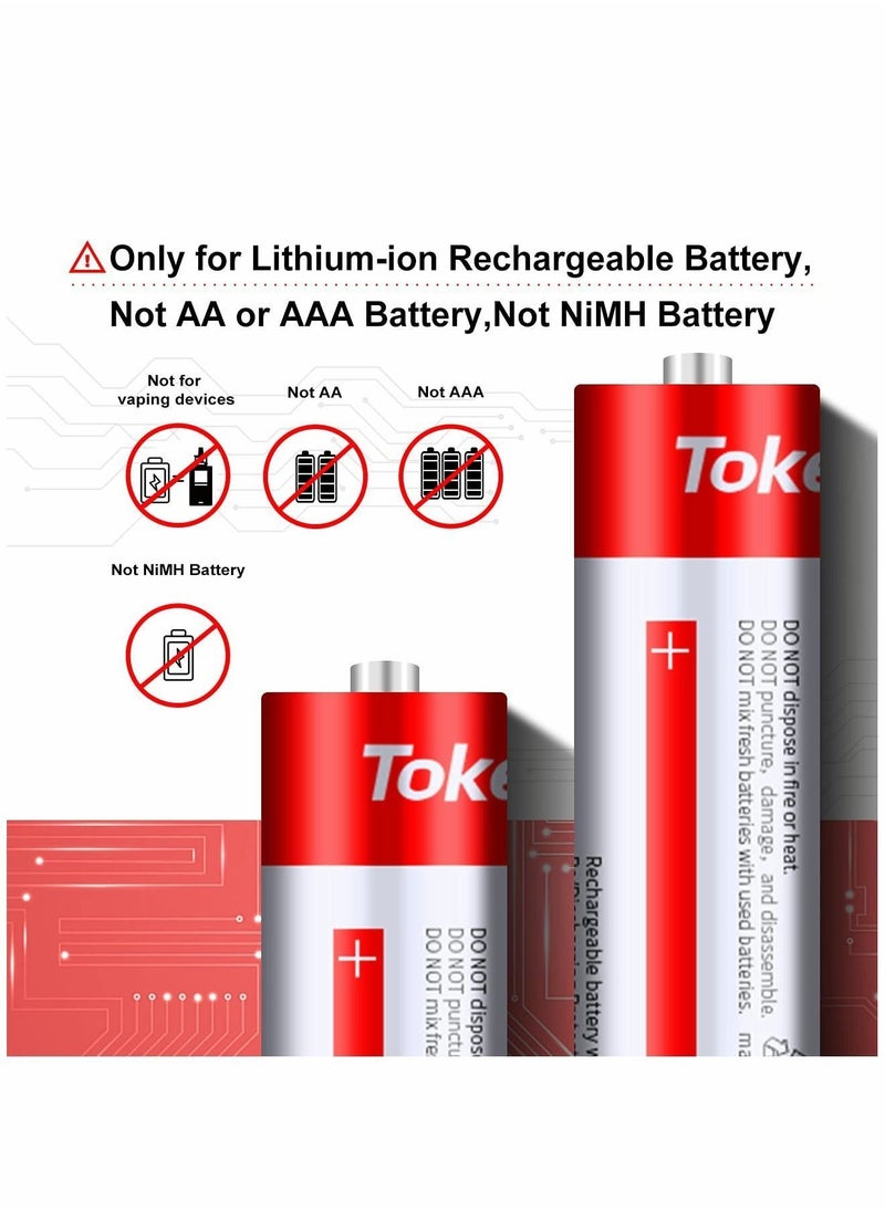 Y&D 18650 Battery Charger, 3.7V 4 Bay Li-ion Charger for Rechargeable Lithium Batteries 26650 21700 10400 14500 16340 16650 18500 (Only USB Charger)  - Image 2