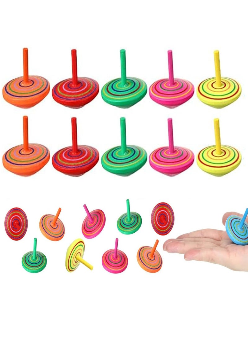 DURKU 20 PCS Colorful Wooden Spinning Tops, Mini Handmade Flip Wood Gyroscopes Tops, Assorted Color Painted Novelty Tops for Toddlers (Random Color) - Image 1