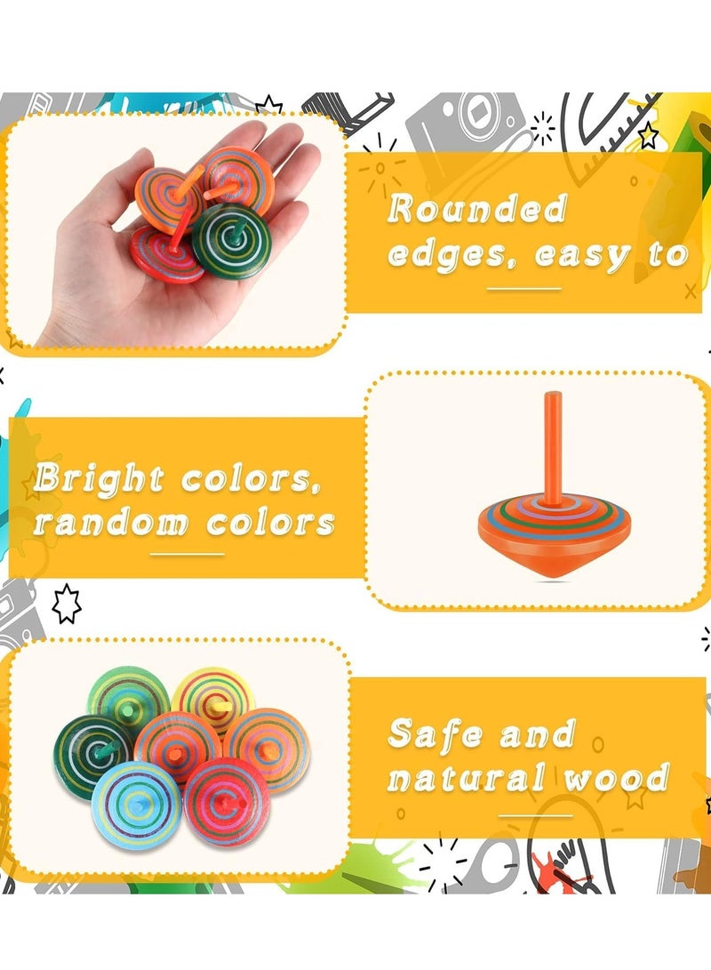 DURKU 20 PCS Colorful Wooden Spinning Tops, Mini Handmade Flip Wood Gyroscopes Tops, Assorted Color Painted Novelty Tops for Toddlers (Random Color) - Image 3