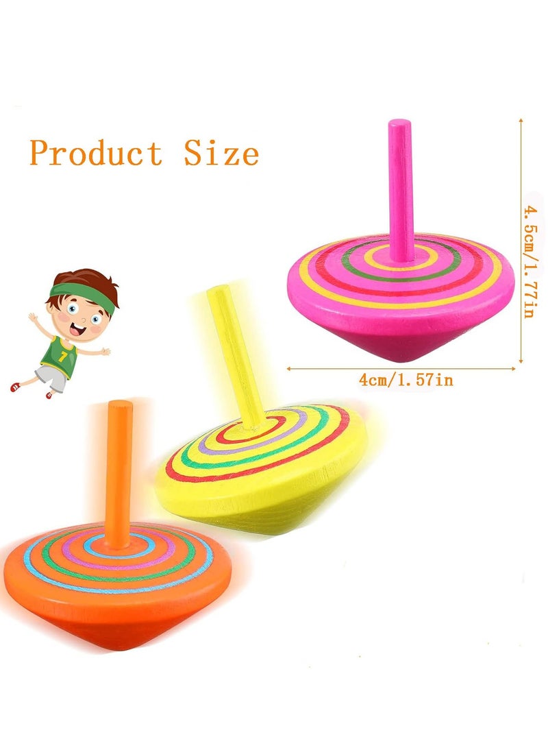 DURKU 20 PCS Colorful Wooden Spinning Tops, Mini Handmade Flip Wood Gyroscopes Tops, Assorted Color Painted Novelty Tops for Toddlers (Random Color) - Image 2