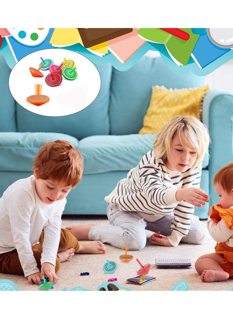 DURKU 20 PCS Colorful Wooden Spinning Tops, Mini Handmade Flip Wood Gyroscopes Tops, Assorted Color Painted Novelty Tops for Toddlers (Random Color) - Image 4