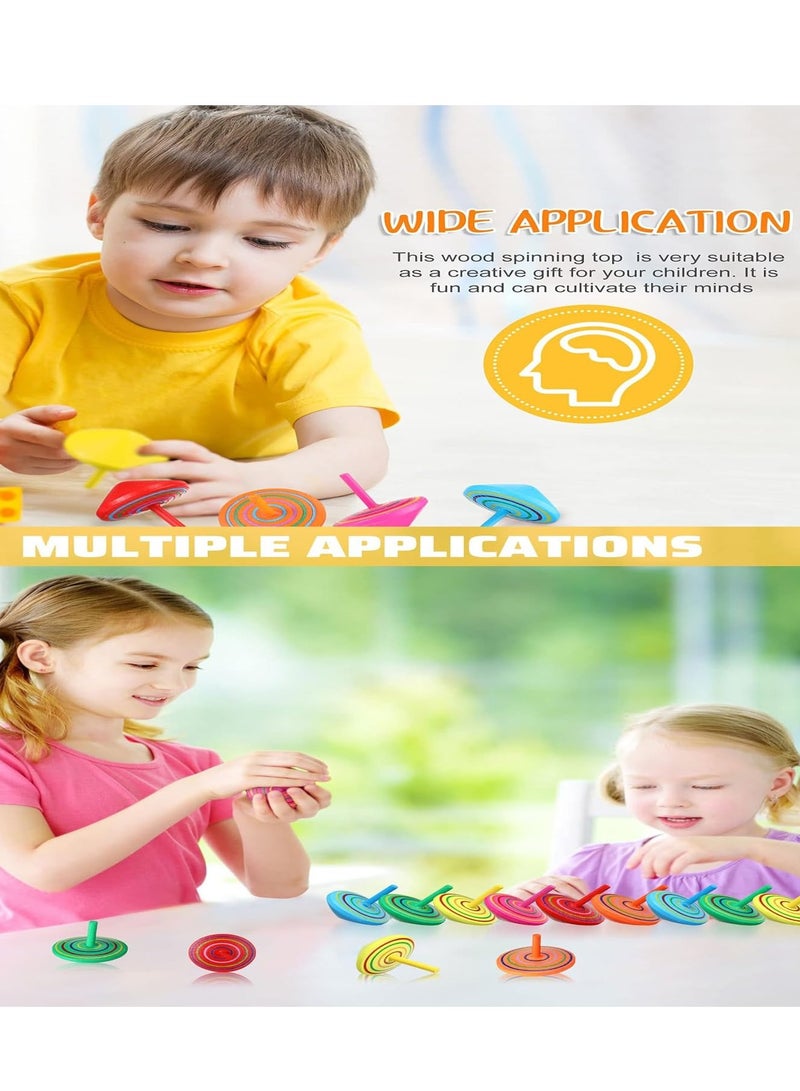 DURKU 20 PCS Colorful Wooden Spinning Tops, Mini Handmade Flip Wood Gyroscopes Tops, Assorted Color Painted Novelty Tops for Toddlers (Random Color) - Image 5