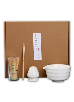 Hihonor Matcha Whisk Set, 4pcs Japanese Tea Set,Matcha Whisk,Traditional Scoop, Matcha Bowl, Ceramic Whisk Holder,Traditional Matcha Tool Set for Matcha Tea Ceremony(White)  - Image 1