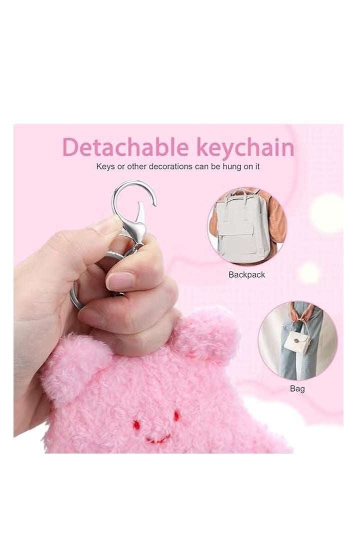 Kpop Photocard Holder Keychain Plush Cartoon 6.3 X 5.12 In, Cute Rabbit Kitten Photocard Holders Keychain, Photo Sleeve Protective for Id Card, Pink, White - Image 5