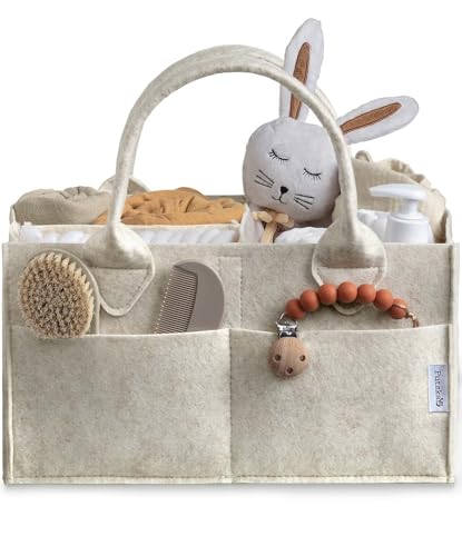 PUTSKA Baby Diaper Caddy Organizer Nursery Storage Basket for Diaper Station Baby Basket Shower List and Registry Gift MustHaves Newborn Essentials Nursery Decor for Boy or Girl White Large - Image 1