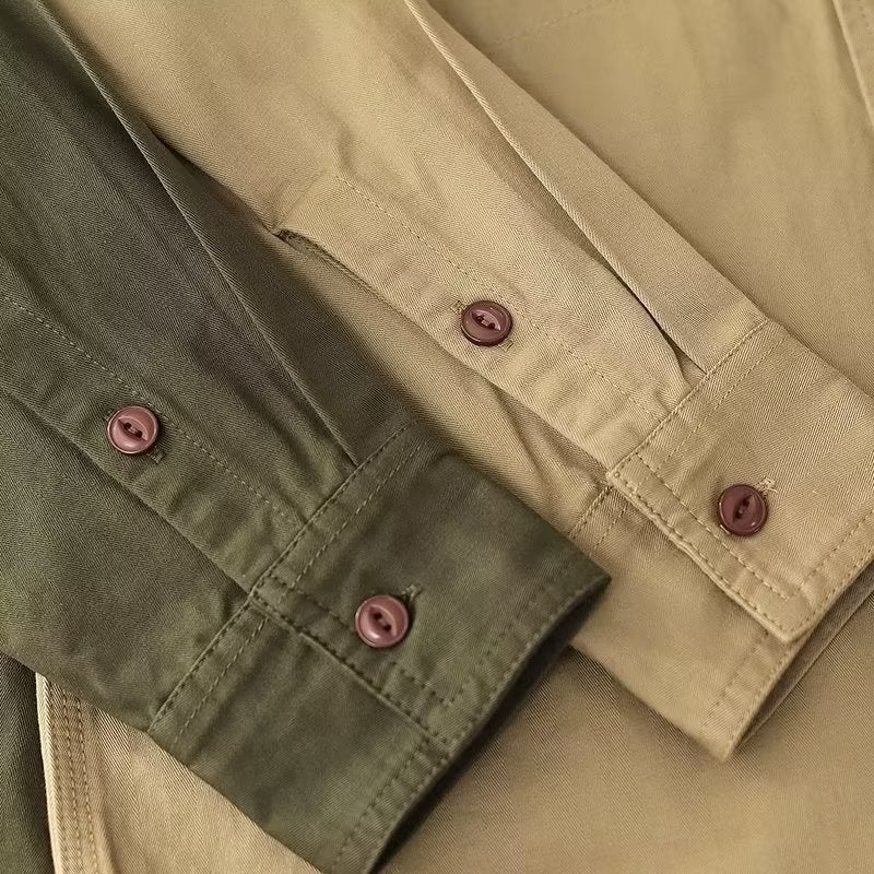 Autumn Engineer Shirt Jacket Army Green Mens Long Sleeve Workwear Dark blue - Image 4