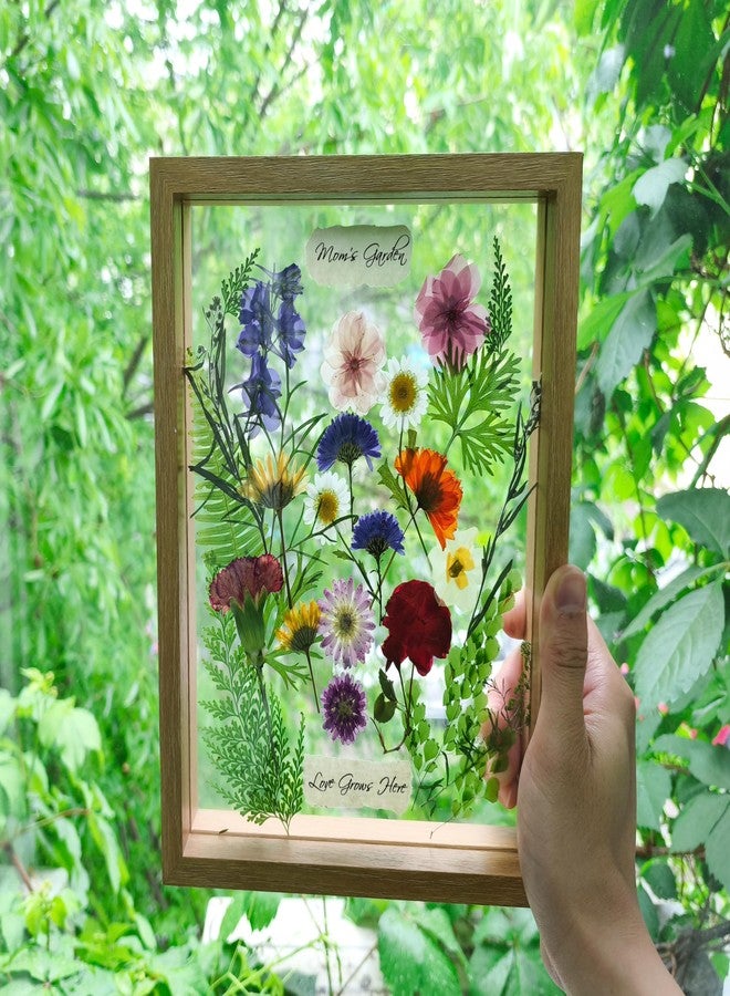 Twodays Birth Flower Mother’s Day Craft Kit for Mom/Grandma - 33 Real Pressed Flowers Art DIY Set, With 8x10 Double Glass Frame & Tools, Unique Handmade Birthday Christmas Gift from Daughter (Natural) - Image 2