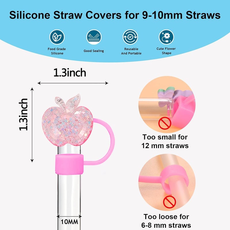 DALOO 25 Pack Cute Silicone Straw Cover Cap for Stanley Cup Accessories, 10mm Topper Compatible With 30&40 Oz Tumbler, Shiny Modern Covers - Image 5