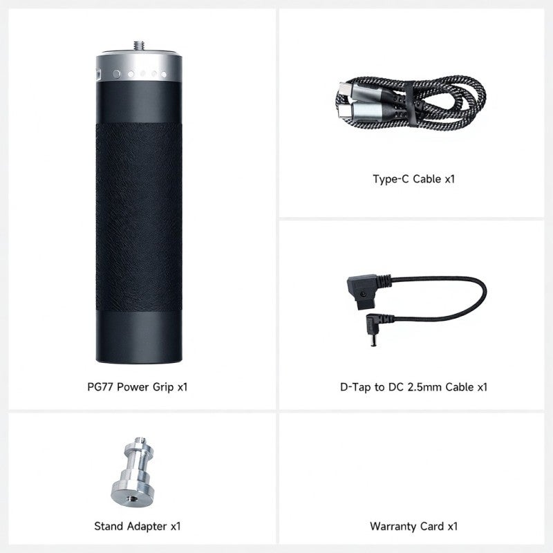 Power Grip 5200mAh Built-In Rechargeable Battery - Black Leather Texture Type C D Tap Cable Adapter for CL60/CL100X W100/W60 Series Video Light Tripod Mounting - Image 4