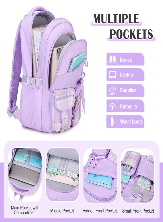 DIGOBAY Kids Backpack with Lunch Box Set for School Girls, Purple, Traditional Backpacks - Image 3