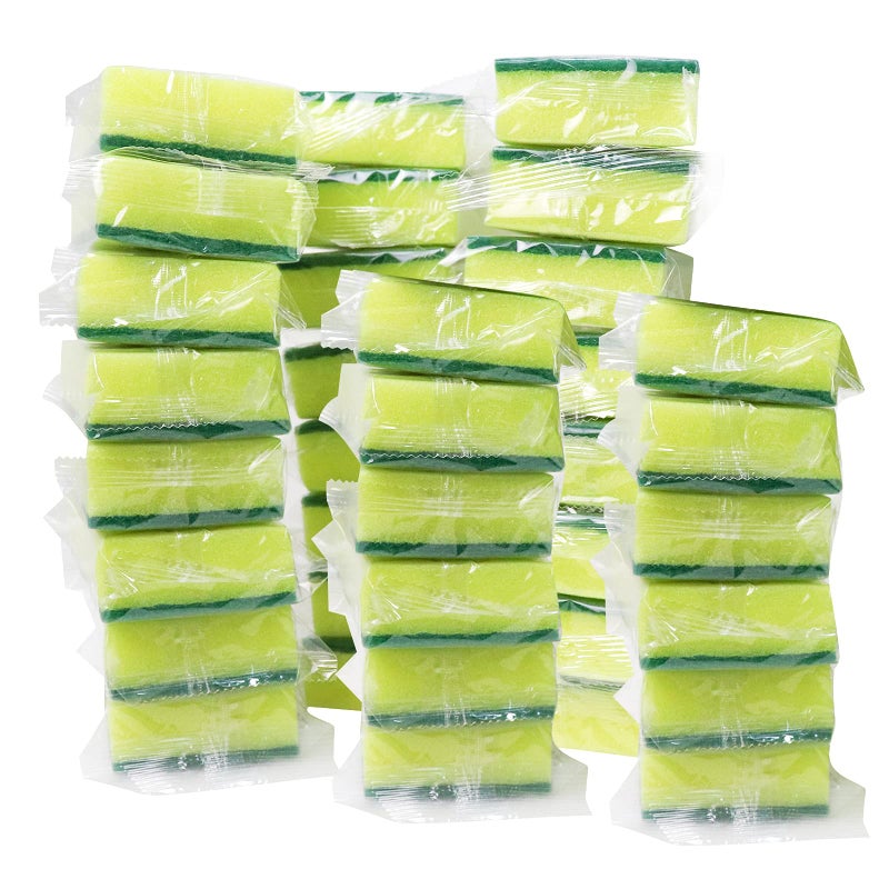 Sadocom 36 Pack Dishwashing Sponge Individually Wrapped Non Scratch Scrub Sponges Scouring Pad for Household Cleaning Sink Pots Pans KitchenHotelCar