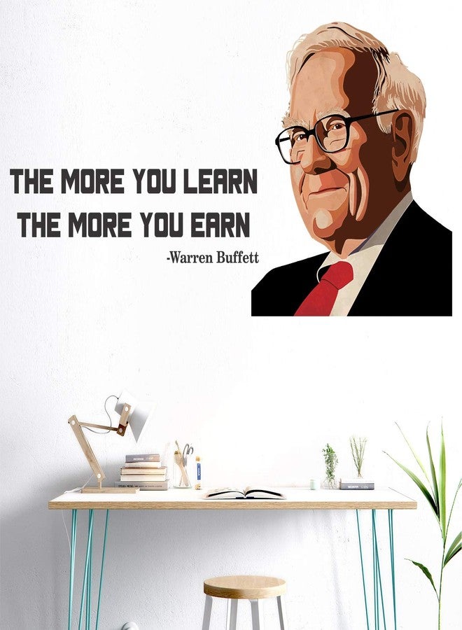StickMe 'The More You Learn The More You Earn- Warren Buffett - Inspirational - Motivational - Quotes - Wall Sticker' -SM659 (Multi Colour, Vinyl - 100cm X 50 cm) - Image 2