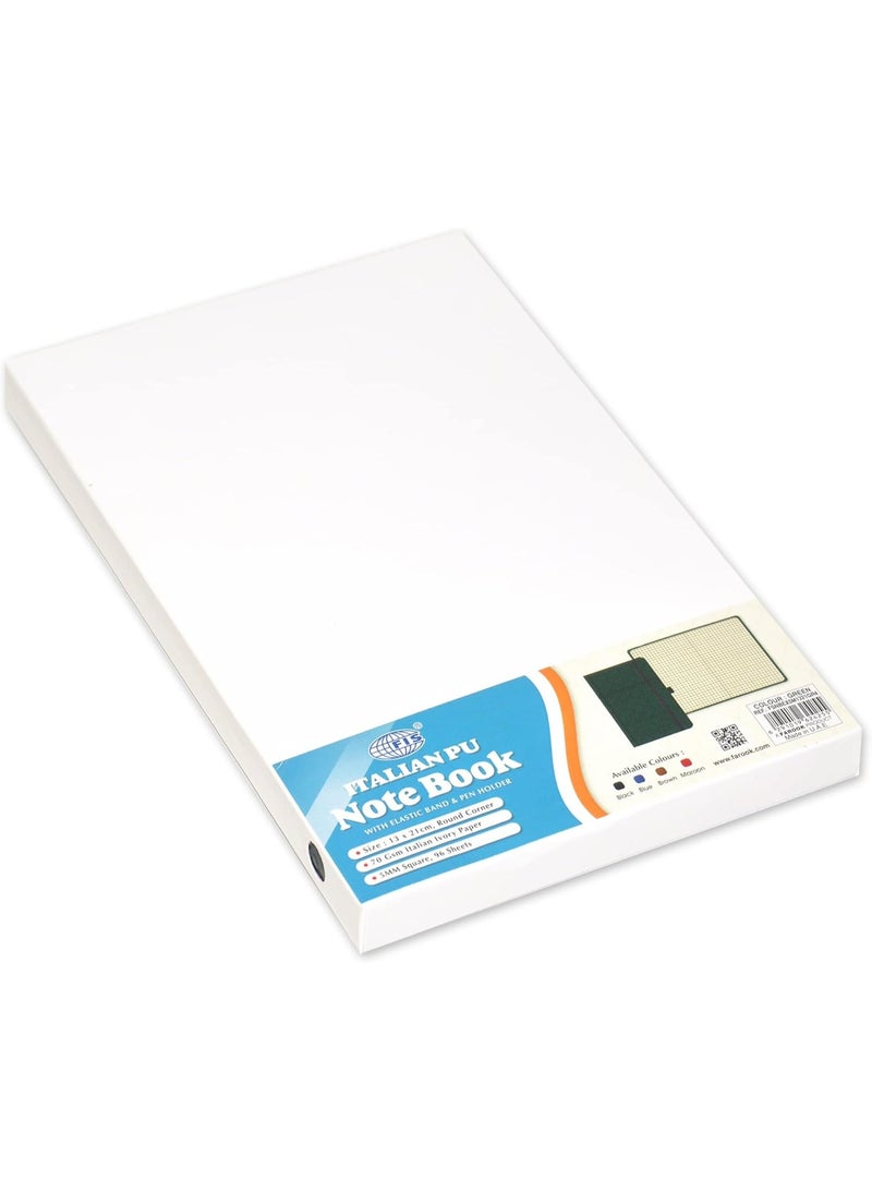 FIS FIS® Executive Notebook, Size 13x21CM, 96 Sheets 5MM Square With Elastic PU Window Green Design 4 -FSNBEX5M1321GR4 - Image 3