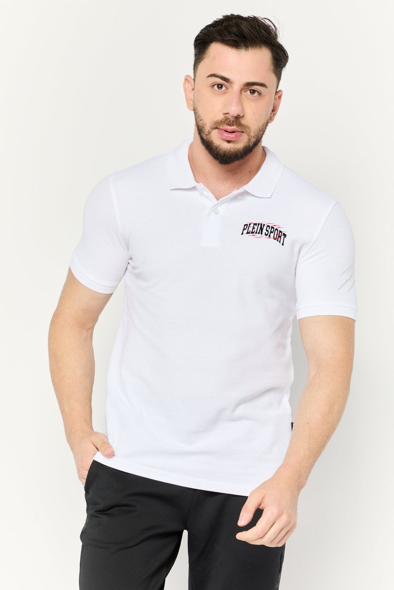 PHILIPP PLEIN Plein Sport Men Sportswear Fit Short Sleeve Outdoor Polo, White - Image 1