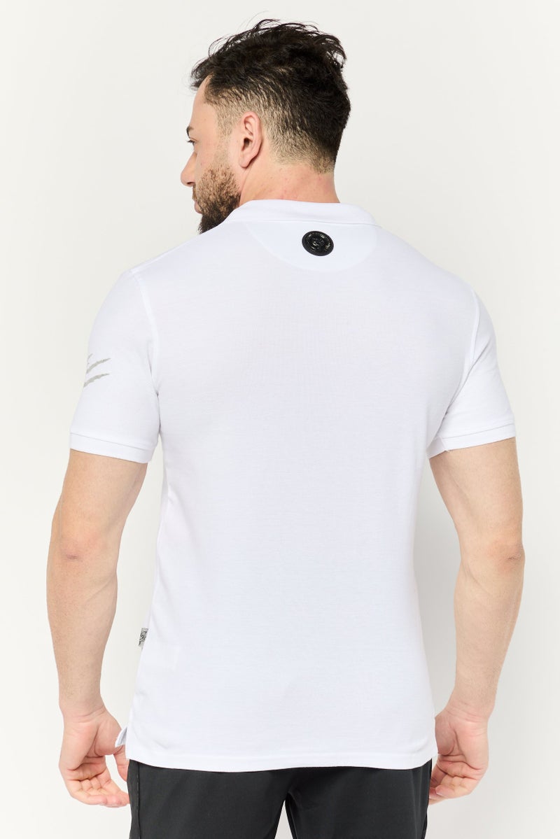PHILIPP PLEIN Plein Sport Men Sportswear Fit Short Sleeve Outdoor Polo, White - Image 4