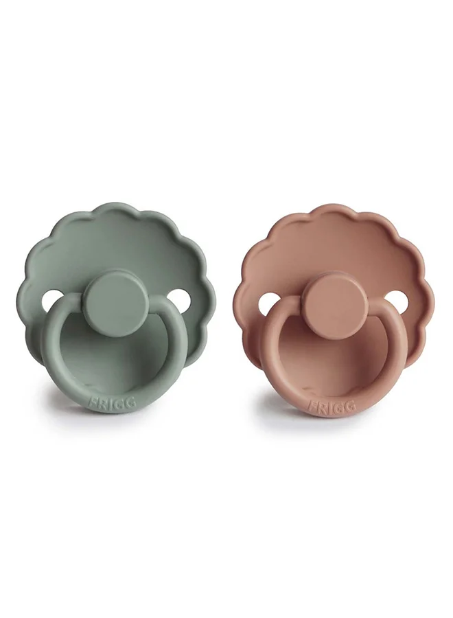 FRIGG Pack Of 2 Daisy Silicone Baby  Pacifier 0 To 6 Month Size 1 Lily Pad/Rose Gold