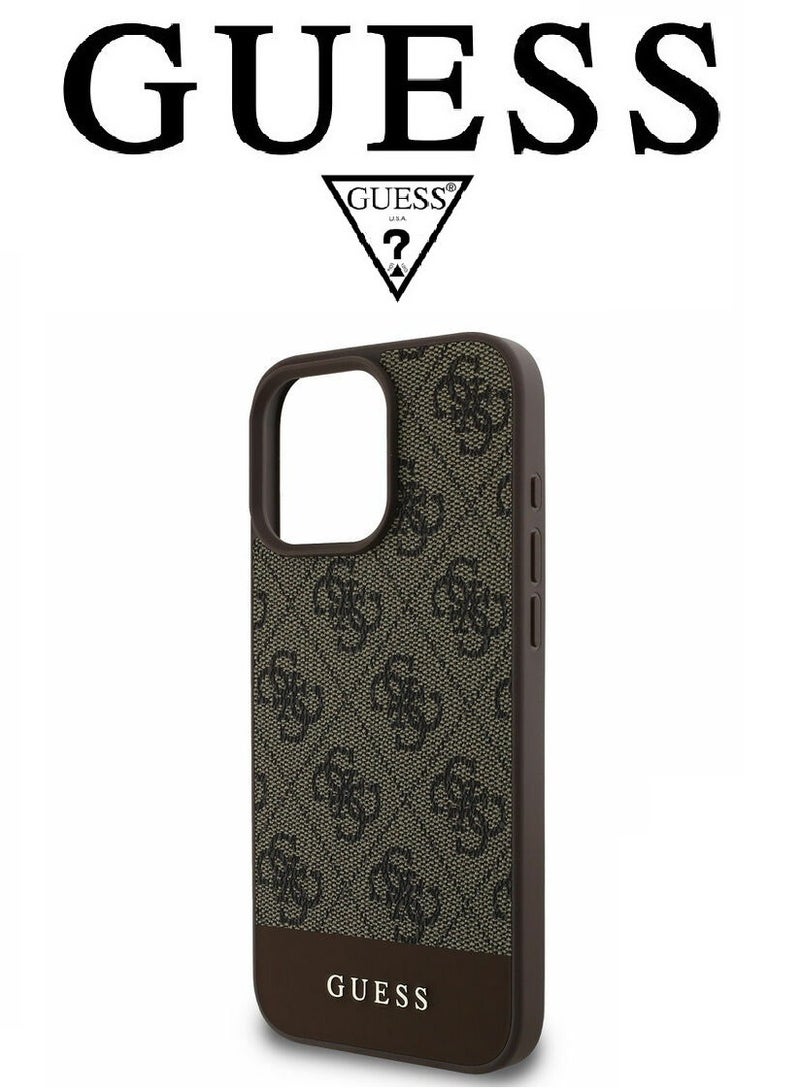 GUESS IPhone 16 Pro Max cover, with a logo and a leather design approved by the global brand Guess. From CG-MOBILE. In Brown  - Image 4