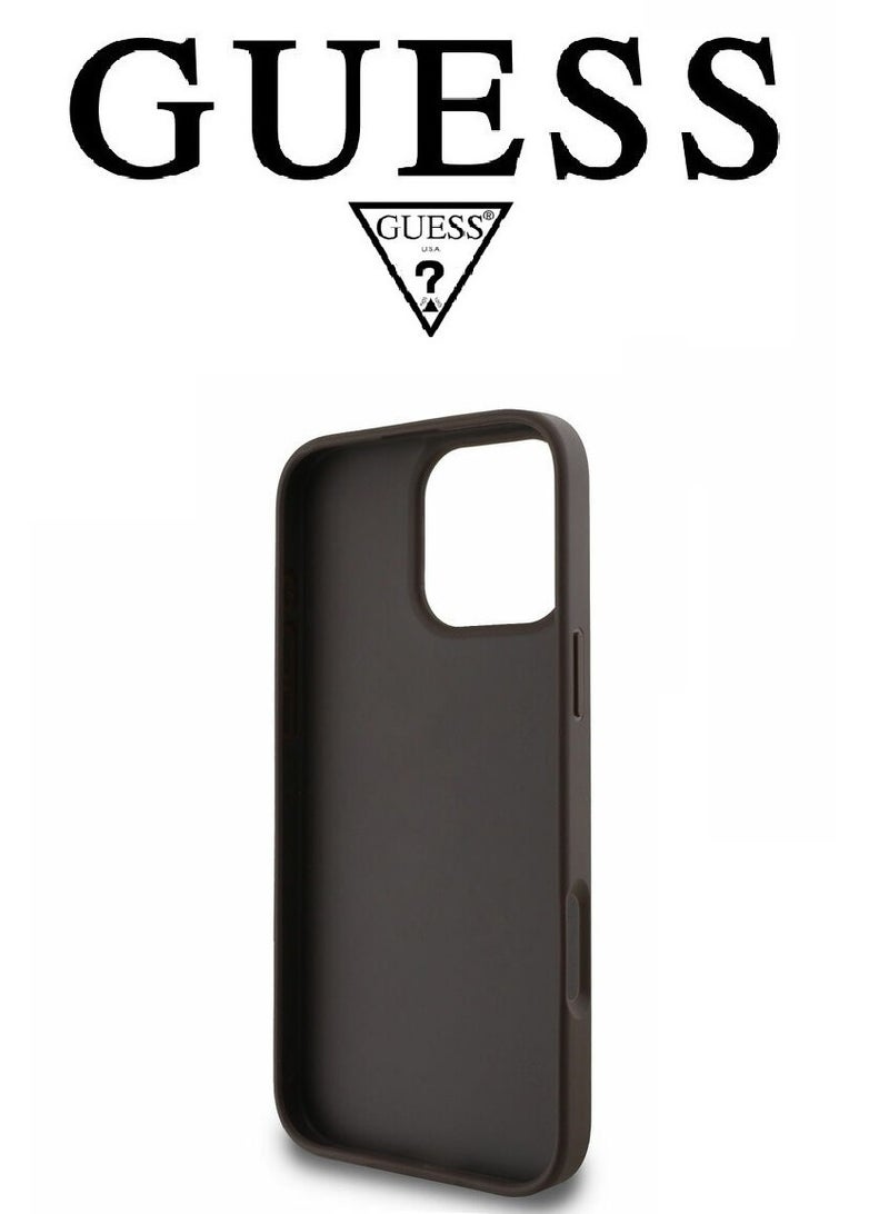 GUESS IPhone 16 Pro Max cover, with a logo and a leather design approved by the global brand Guess. From CG-MOBILE. In Brown  - Image 5