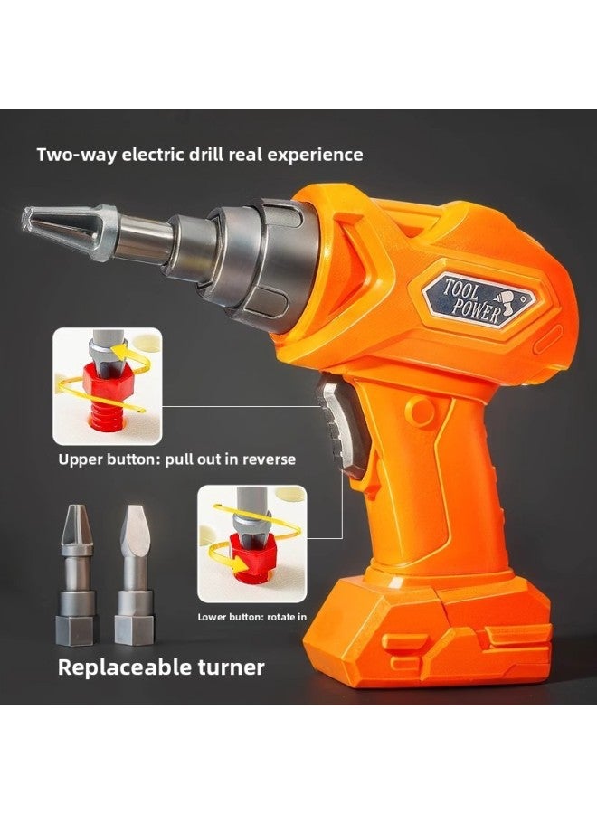 Children's Repair Toolbox Toy Suit Baby Repair Desk Puzzle Simulation Play House Multi-functional 3-year-old 4 Boys-Color:58-piece Set [electric Driller's Cap Version] 2-in -1 Tool Box Suit Repair Tool