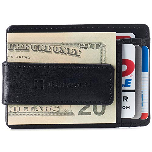 Alpine Swiss Harper Mens RFID Slim Money Clip Front Pocket Wallet Minimalist Leather ID Card Holder Smooth Finish Black - Image 5