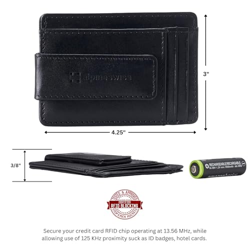Alpine Swiss Harper Mens RFID Slim Money Clip Front Pocket Wallet Minimalist Leather ID Card Holder Smooth Finish Black - Image 3