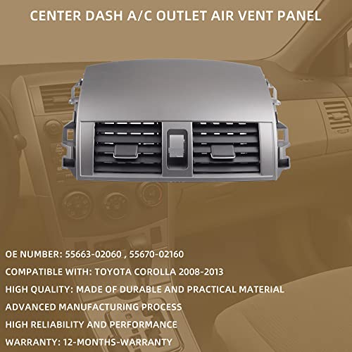 Dasbecan 55670-02160 Center Dash A/C Dashboard AC Air Vent Panel Console Trim Outlet Kit Compatible with Toyota Corolla 2008 2009 2010 2011 2012 2013 55663-02060 - Image 2