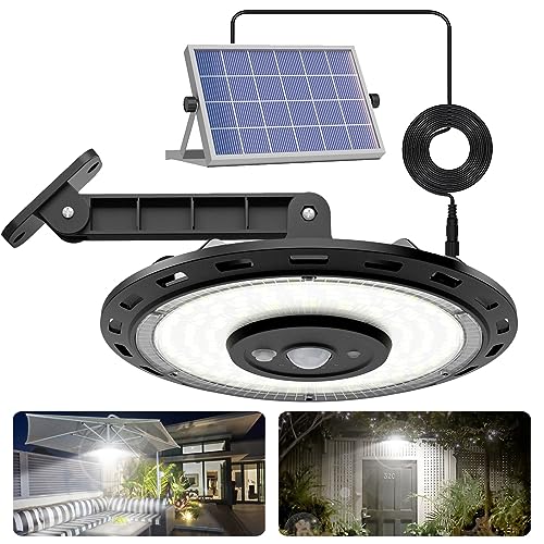 FabStyl Solar Light Indoor Outdoor, 3000LM Solar Shed Light Rotation Design, Waterproof 5 Modes (2 for All Day Lighting) Motion Sensor, Dimmable Remote for Barn Patio Chicken Coop Gazebo Garage - Image 1